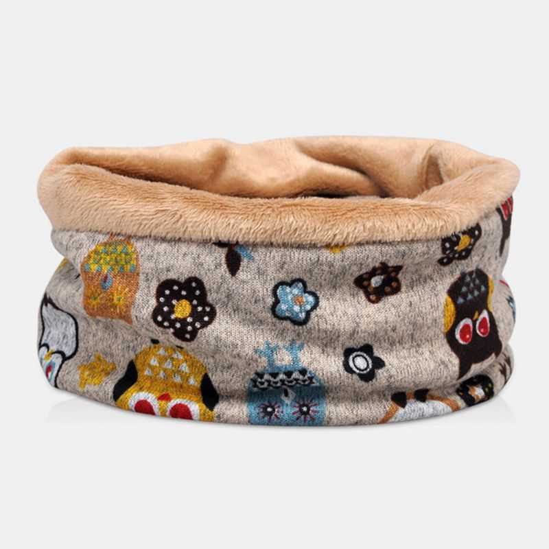 Femmes Plus Velours Garder Au Chaud Dessin Animé Animaux Motif Personnalité Décontractée Élastique Double Usage Protection Du Cou Bonnet Écharpe