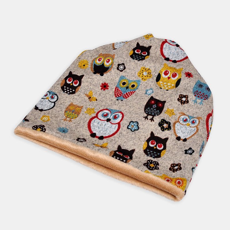 Femmes Plus Velours Garder Au Chaud Dessin Animé Animaux Motif Personnalité Décontractée Élastique Double Usage Protection Du Cou Bonnet Écharpe