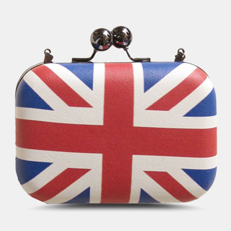 Femmes Pu Cuir Drapeau Motif Imprimé Mode Sac À Bandoulière Pochette