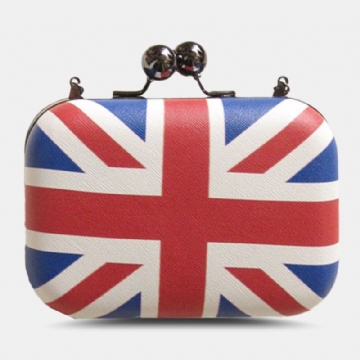 Femmes Pu Cuir Drapeau Motif Imprimé Mode Sac À Bandoulière Pochette