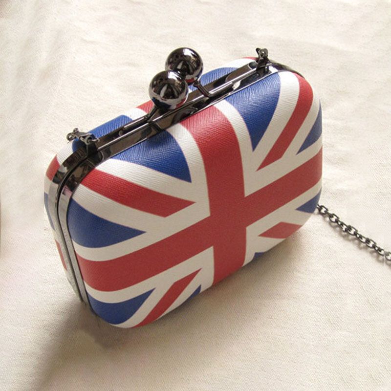 Femmes Pu Cuir Drapeau Motif Imprimé Mode Sac À Bandoulière Pochette