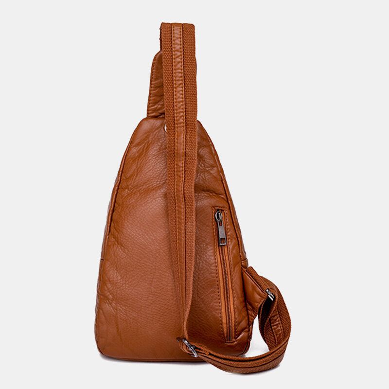 Femmes Pu Cuir Gland Grande Capacité Trou Pour Écouteurs Antivol Sacs À Bandoulière Sac À Bandoulière Sac De Poitrine