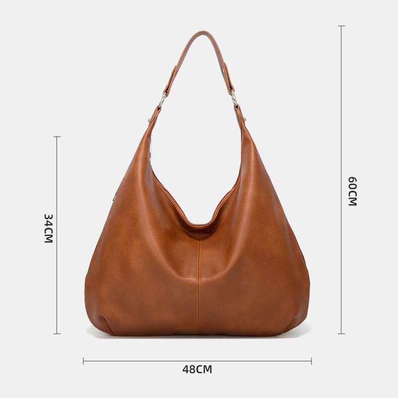 Femmes Pu Cuir Grande Capacité Vintage Sac À Bandoulière Sac À Main Fourre-tout