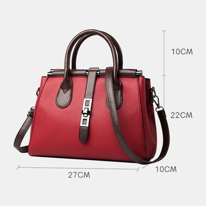 Femmes Pu Cuir Mode Casual Capacité Moyenne Couleur Unie Multi-porter Sac À Main Sac À Bandoulière Sac À Bandoulière