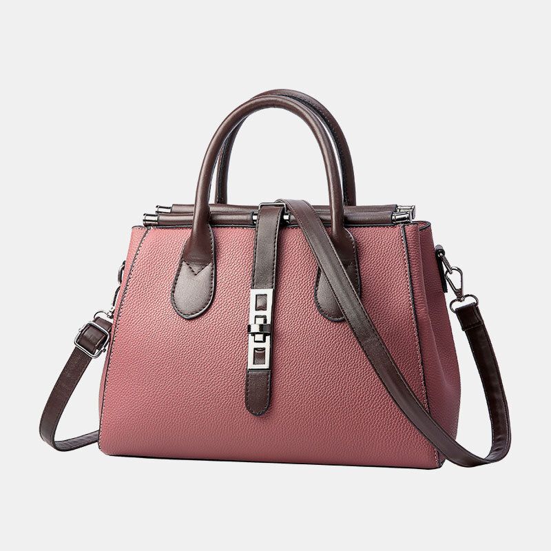 Femmes Pu Cuir Mode Casual Capacité Moyenne Couleur Unie Multi-porter Sac À Main Sac À Bandoulière Sac À Bandoulière