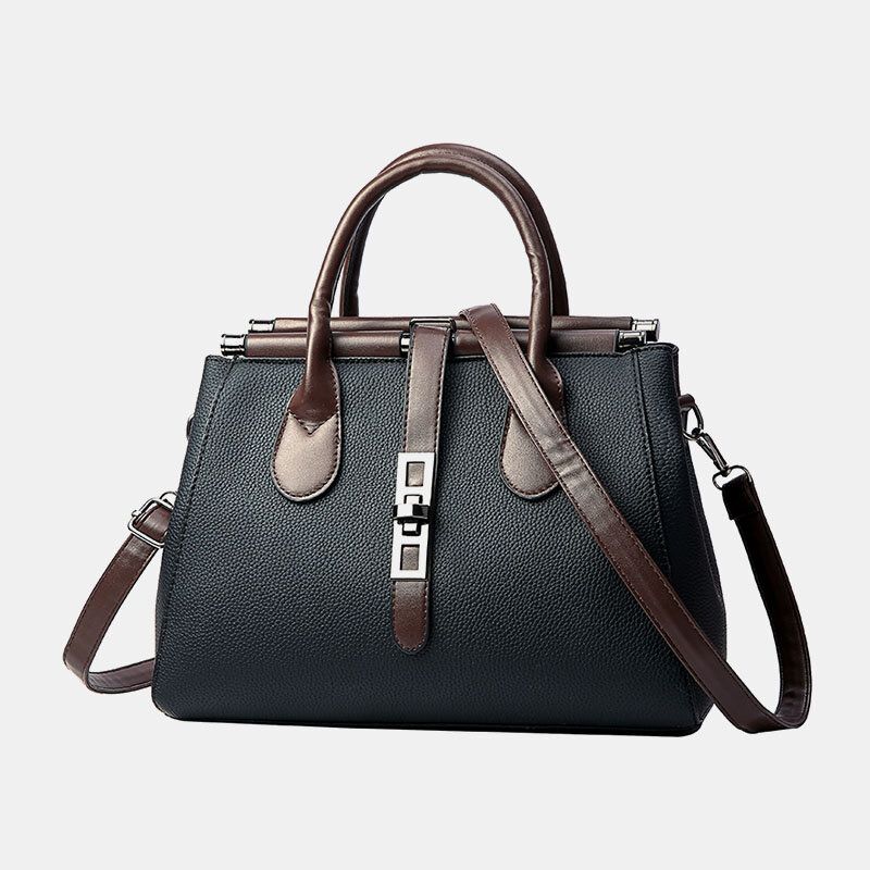 Femmes Pu Cuir Mode Casual Capacité Moyenne Couleur Unie Multi-porter Sac À Main Sac À Bandoulière Sac À Bandoulière