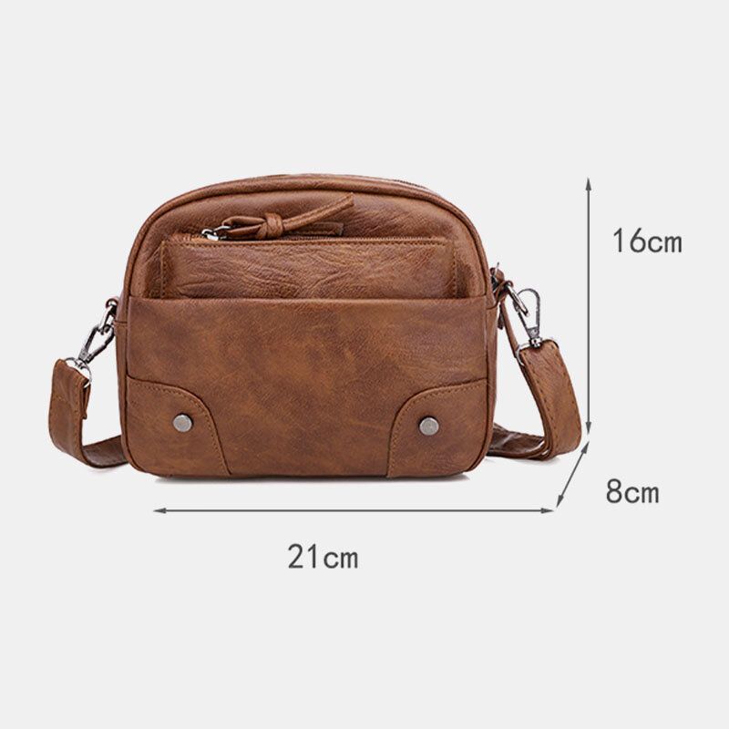 Femmes Pu Cuir Multi-poches Rétro Mode 6.3 Pouces Téléphone Sac Doux Bandoulière Sacs Sac À Bandoulière