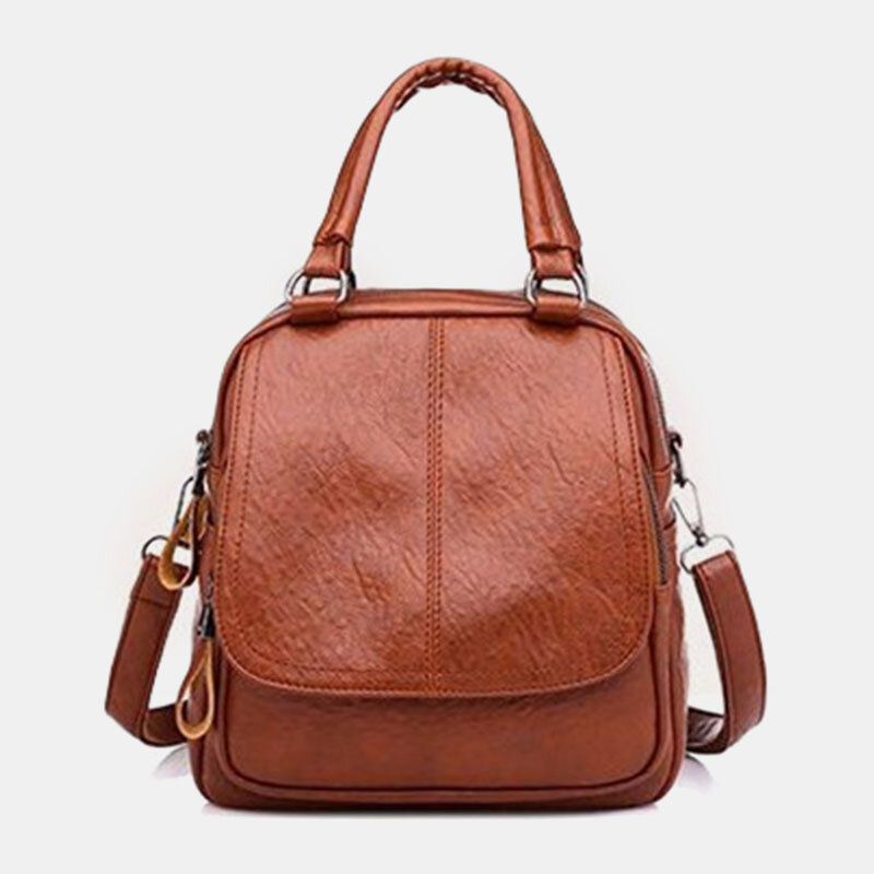 Femmes Pu Cuir Multi-porter Vintage Sac À Bandoulière Étanche Sac À Bandoulière Sac À Dos