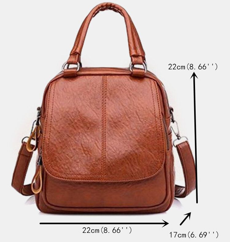 Femmes Pu Cuir Multi-porter Vintage Sac À Bandoulière Étanche Sac À Bandoulière Sac À Dos