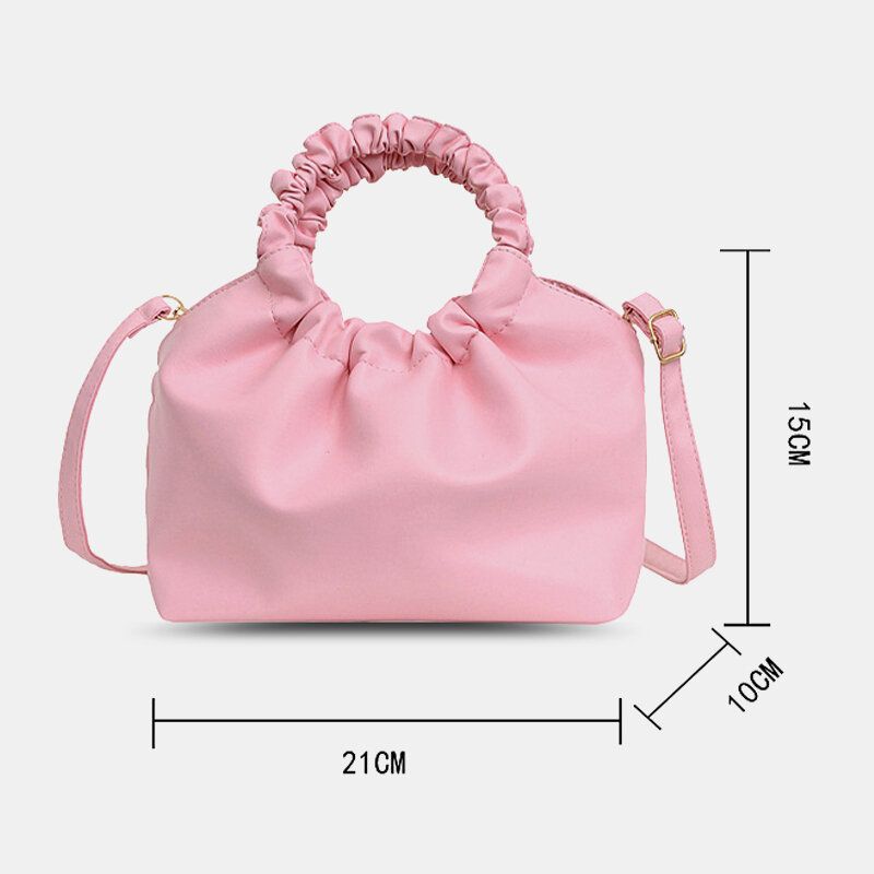 Femmes Pu Cuir Solide Couleur Shell-forme Ruché Sac À Main Cartable Sac À Bandoulière Sac Bandoulière Sac