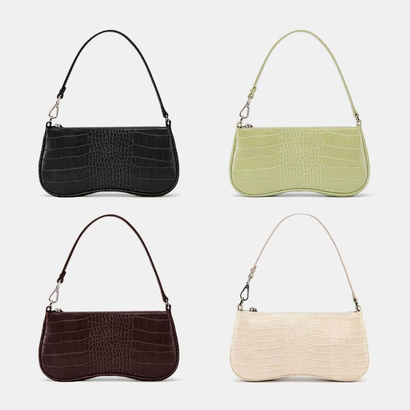 Femmes Pu Français Avocat Bâton Sac Petit Foule Sac Vintage Crocodile Motif Femmes Sac Une Épaule Français Underarm Sac Sacs À Main