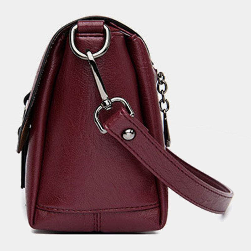 Femmes Rétro Faux Cuir Imperméable À L'eau Magnétique Snap Sac À Bandoulière 6.5 Pouces Téléphone Sac Bandoulière Sac