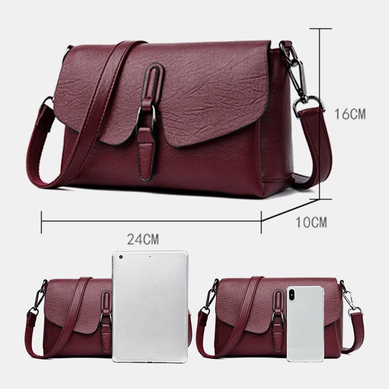 Femmes Rétro Faux Cuir Imperméable À L'eau Magnétique Snap Sac À Bandoulière 6.5 Pouces Téléphone Sac Bandoulière Sac