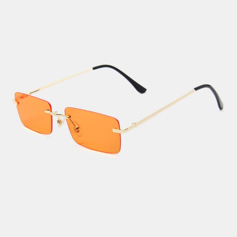 Femmes Rétro Multicolore Framelss Petit Carré Mode Personnalité Uv Protection Lunettes De Soleil