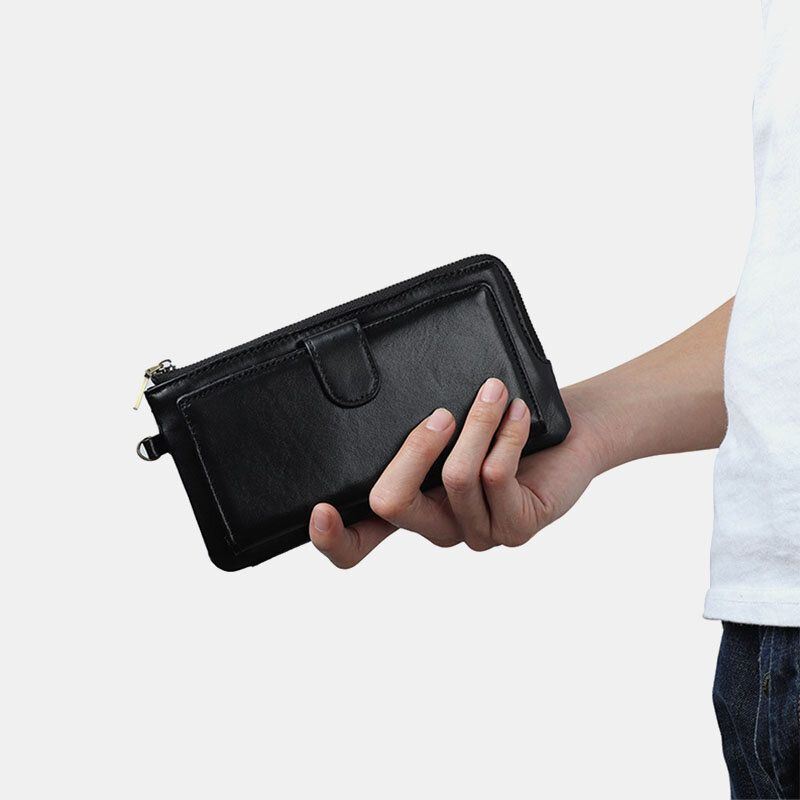 Femmes Rfid En Cuir Véritable Multi-cartes Fentes Téléphone Sac Pince À Billets Portefeuille