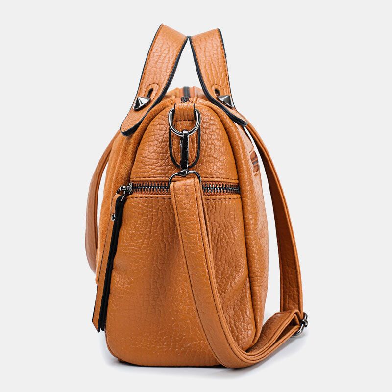 Femmes Rivet Vintage Pu Cuir Multifonction Fourre-tout Sac À Bandoulière Sac À Main Sac À Main