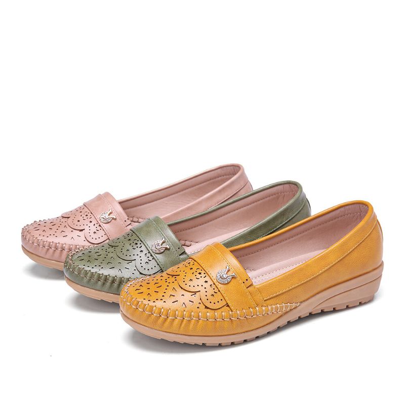 Femmes Ruffle Stricing Decor Hollow Comfy Non Slip Casual Flats