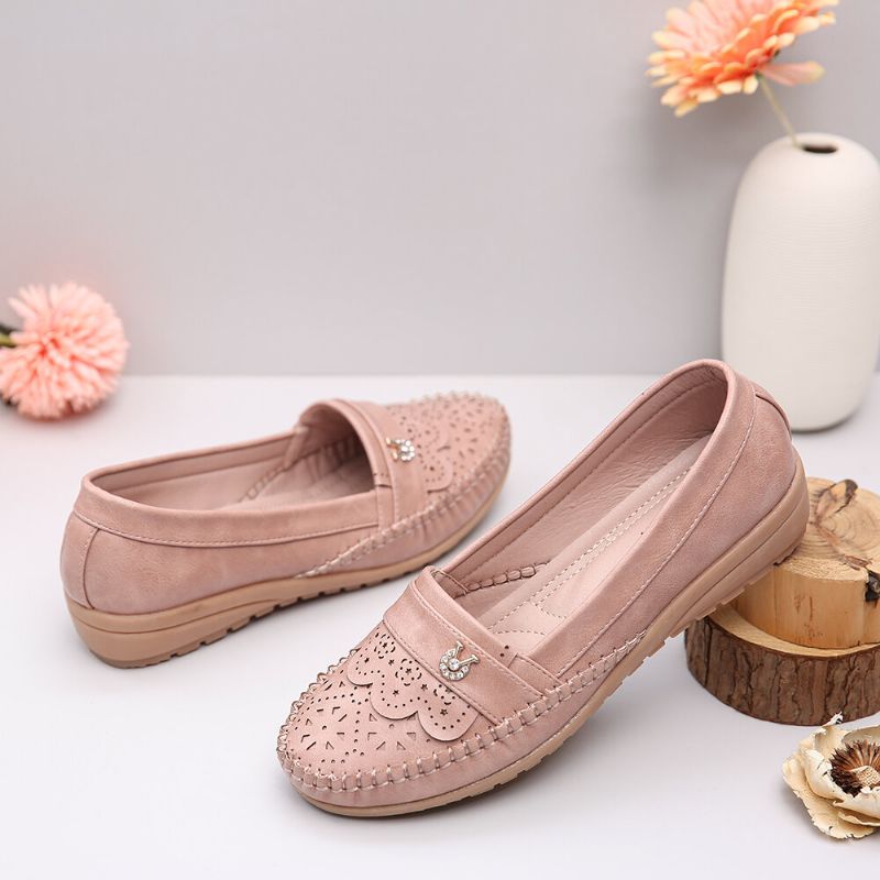 Femmes Ruffle Stricing Decor Hollow Comfy Non Slip Casual Flats