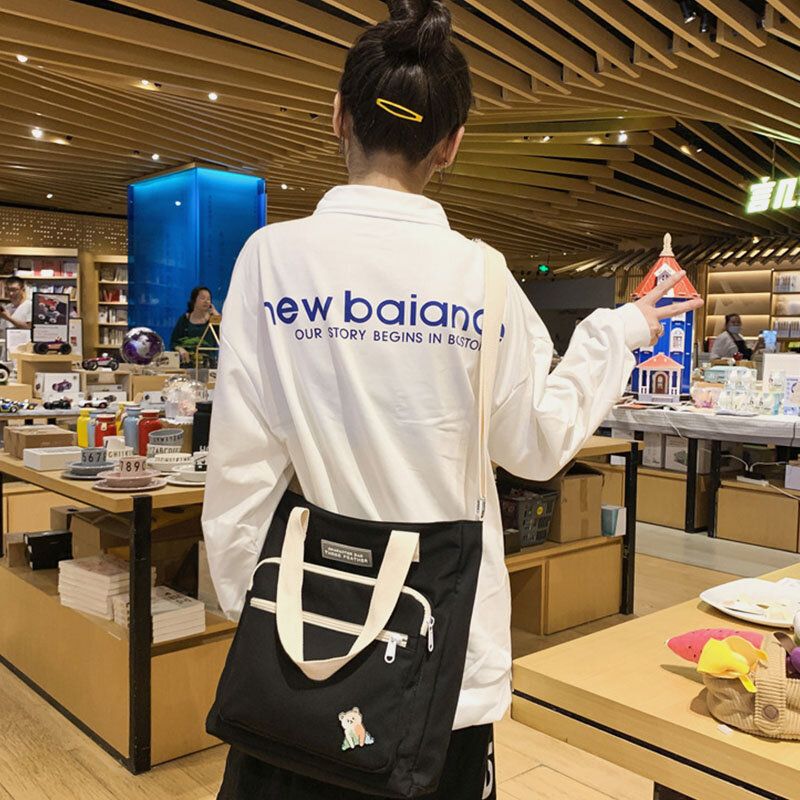 Femmes Sac En Tissu En Nylon Décontracté Mode Quotidien Sac À Bandoulière Sac À Bandoulière Étudiant Sac D'école