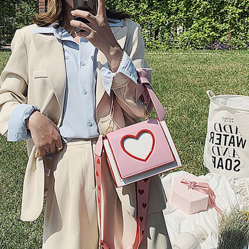 Femmes Saint Valentin Évider Amour Brodé Sac À Bandoulière Sac À Bandoulière Sac À Main