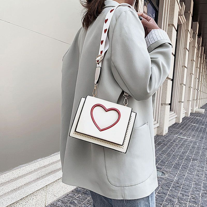 Femmes Saint Valentin Évider Amour Brodé Sac À Bandoulière Sac À Bandoulière Sac À Main