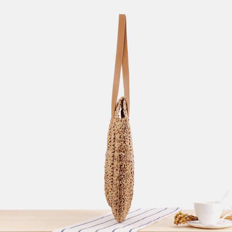 Femmes Simplicity Stripe Straw Bag Sacs À Main Tote Retro Beach Bag