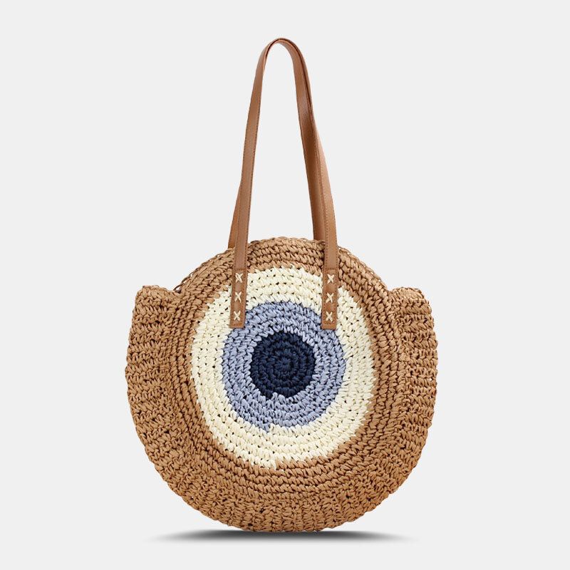 Femmes Simplicity Stripe Straw Bag Sacs À Main Tote Retro Beach Bag