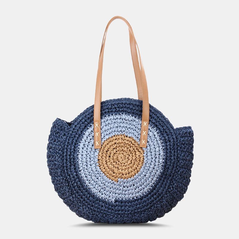 Femmes Simplicity Stripe Straw Bag Sacs À Main Tote Retro Beach Bag