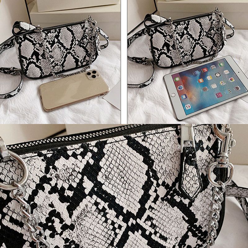 Femmes Snake-skin Patternn Solid Color Casual Fashion Sac À Bandoulière Cross Body Bag