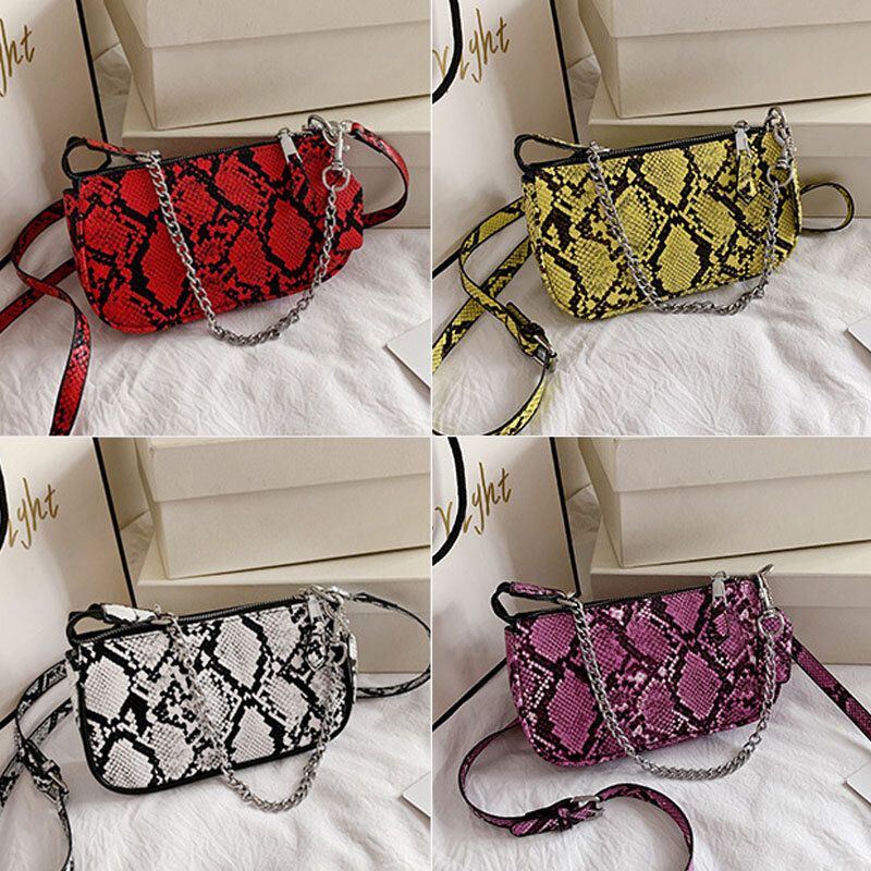 Femmes Snake-skin Patternn Solid Color Casual Fashion Sac À Bandoulière Cross Body Bag