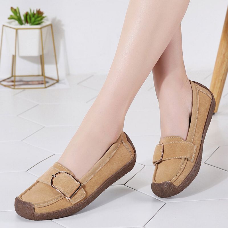 Femmes Soft Sole Buckle Respirant Casual Slip On Flats