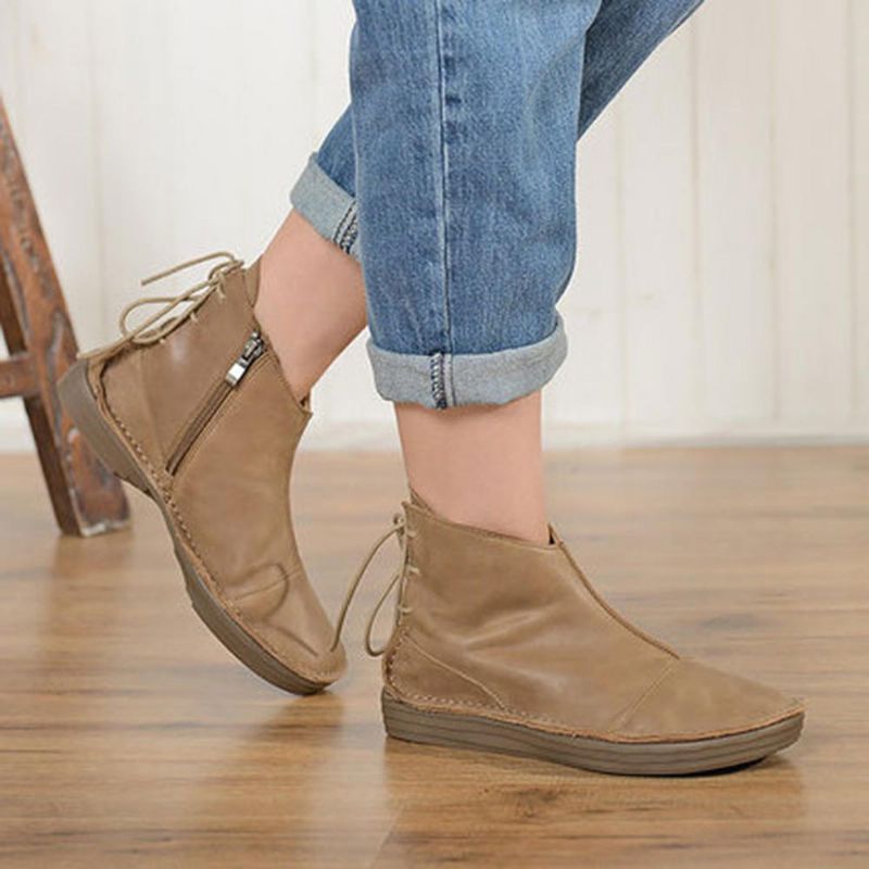 Femmes Soft Sole Comfy Solid Classic Casual Flats Bottines Courtes