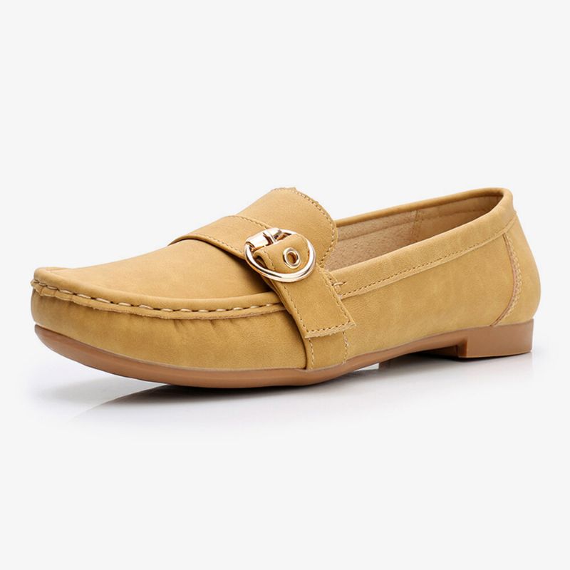 Femmes Soft Sole Metal Buckle Slip On Casual Daily Flats