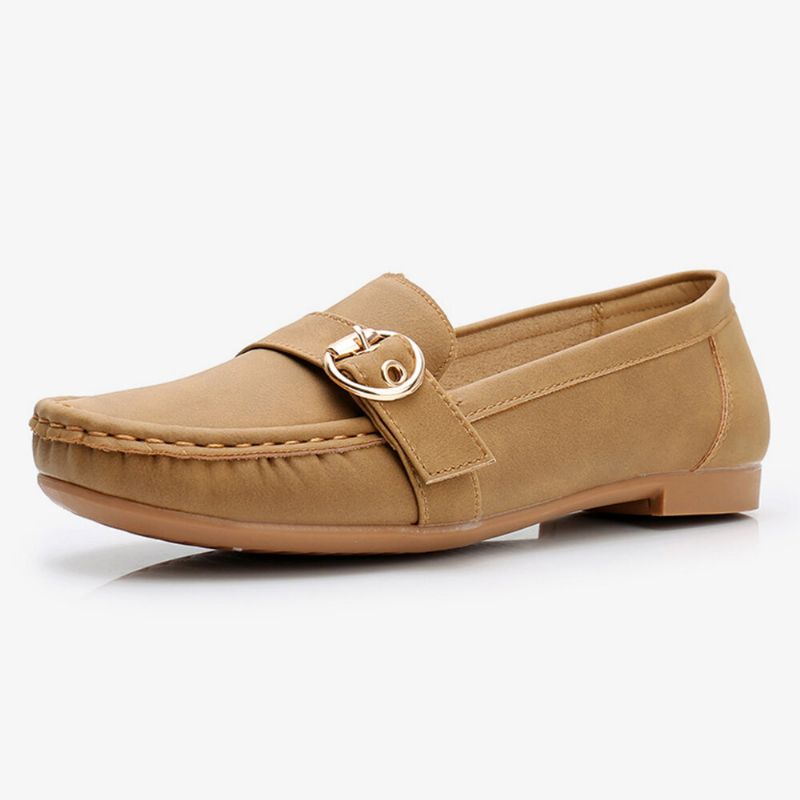 Femmes Soft Sole Metal Buckle Slip On Casual Daily Flats