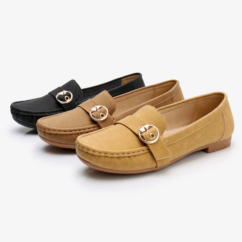 Femmes Soft Sole Metal Buckle Slip On Casual Daily Flats