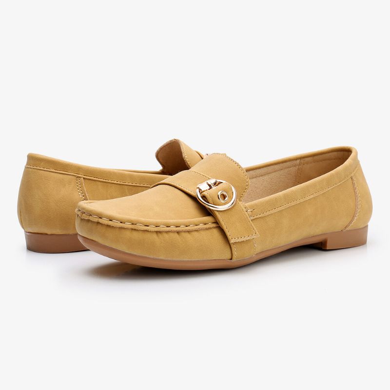 Femmes Soft Sole Metal Buckle Slip On Casual Daily Flats