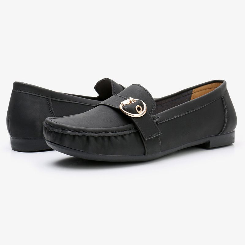 Femmes Soft Sole Metal Buckle Slip On Casual Daily Flats