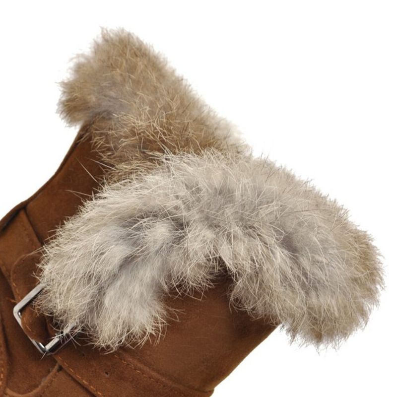 Femmes Solide Couleur Bout Rond Casual Élégant Boucle Fluff Flanging Bottes De Neige