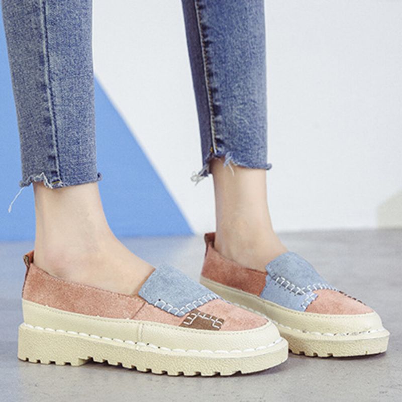 Femmes Splicing Slip Resistant Soft Casual Slip On Comfy Flats