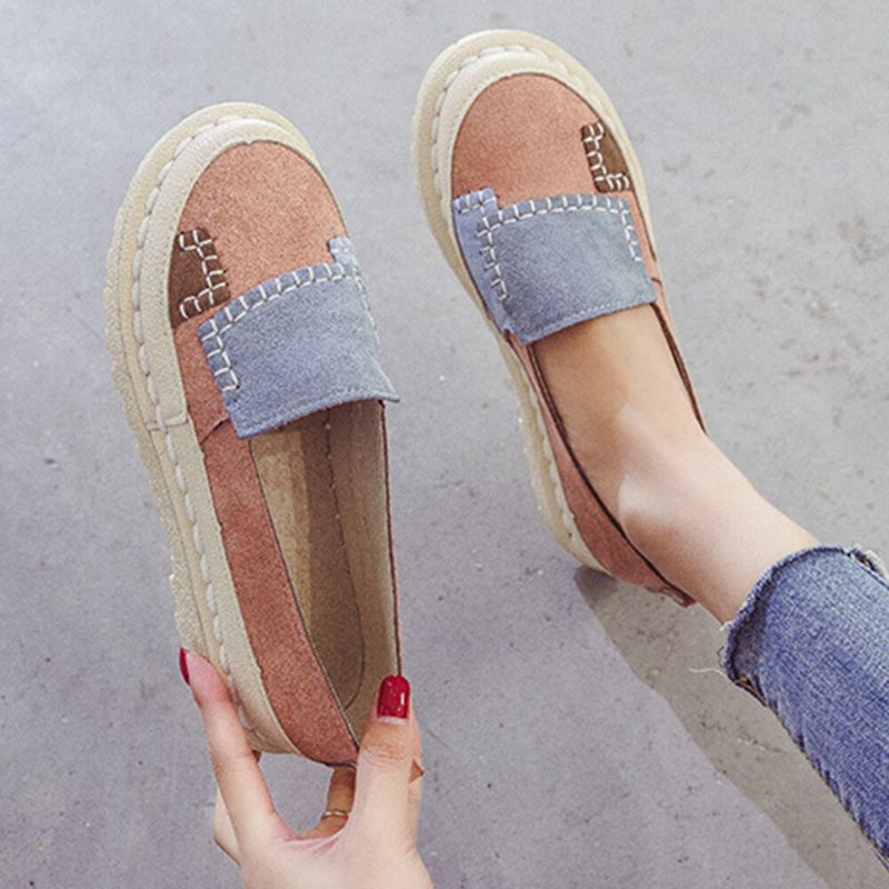 Femmes Splicing Slip Resistant Soft Casual Slip On Comfy Flats