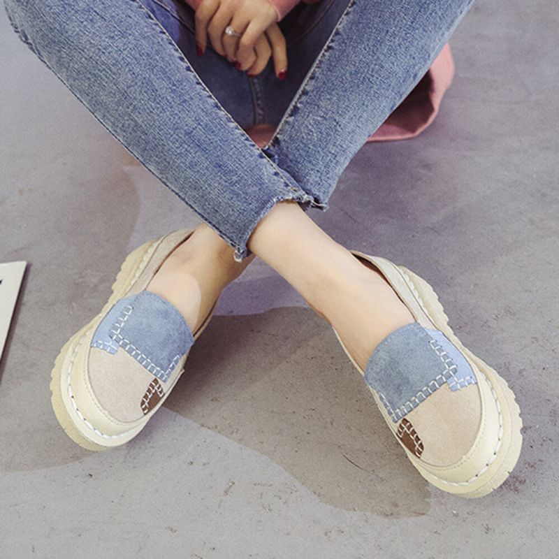 Femmes Splicing Slip Resistant Soft Casual Slip On Comfy Flats