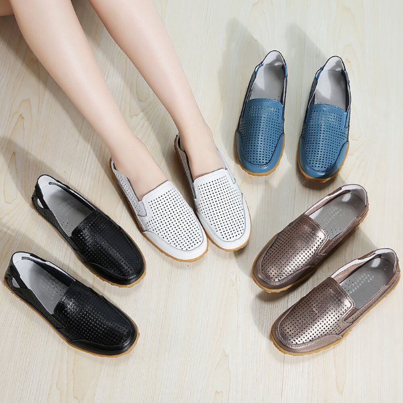 Femmes Sports Comfy Hollow Slip On Flat Mocassins