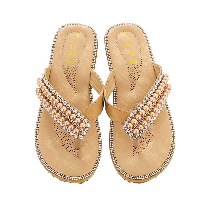 Femmes Strass Strap Clip Toe Flats Sandals