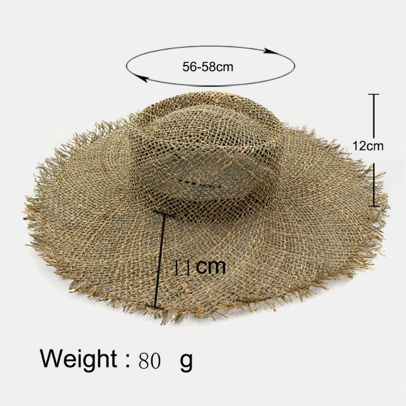 Femmes Sunscreen Travel Beach Sun Hat Wide Brim Seaside Jazz Hat Chapeau De Paille