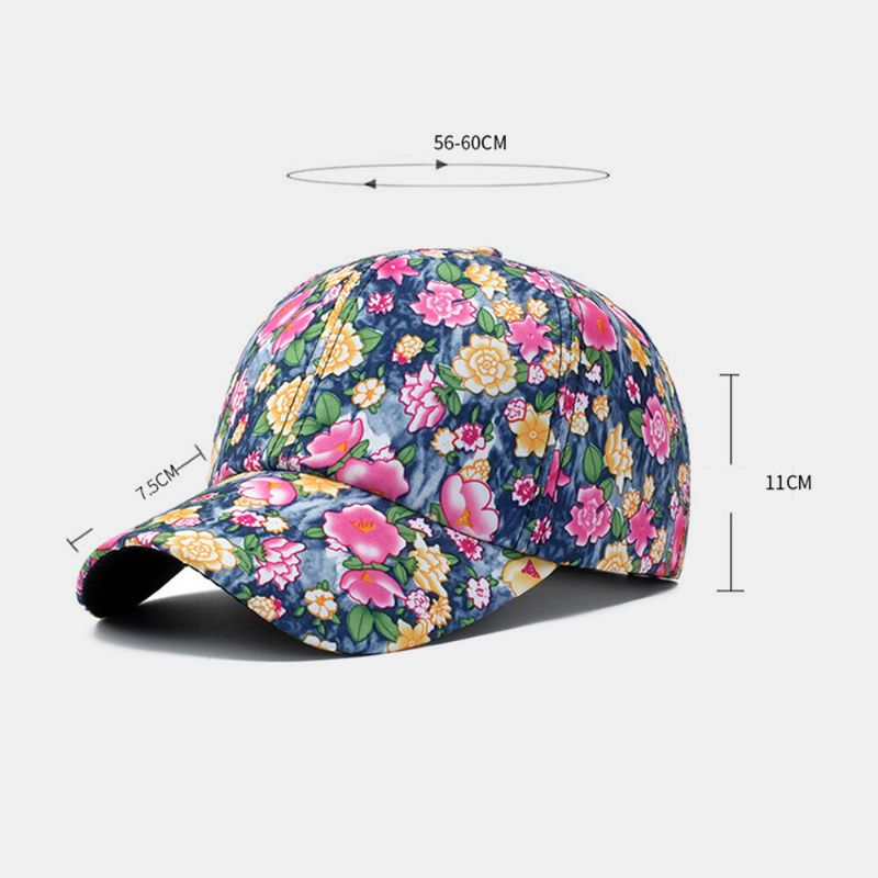 Femmes Superposition Coloré Imprimé Floral Casquette De Baseball Mode Respirant Réglable Pare-soleil Chapeau