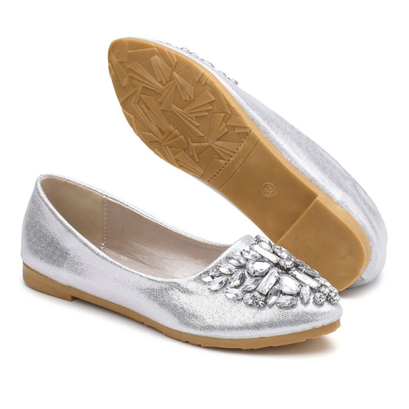 Femmes Sweet Strass Dames Léger Strass Dressy Flats