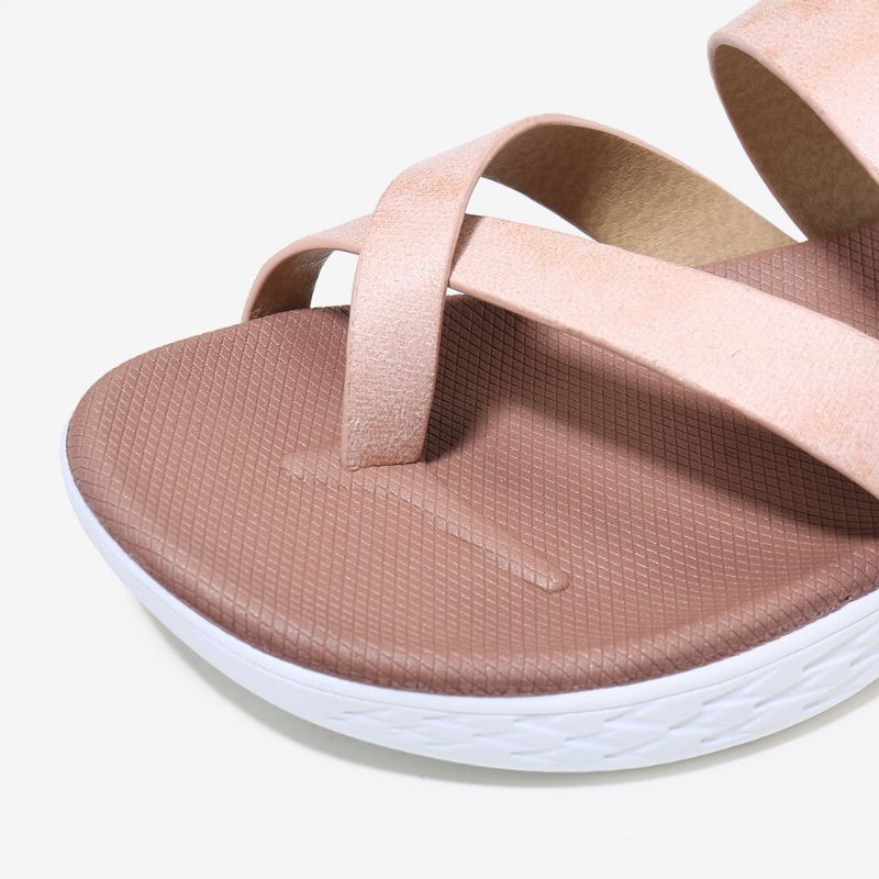 Femmes Toe Ring Slip On Soft Sole Casual Summer Flat Sandals