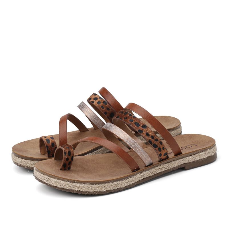 Femmes Toe Ring Strappy Slip On Comfy Casual Sandals