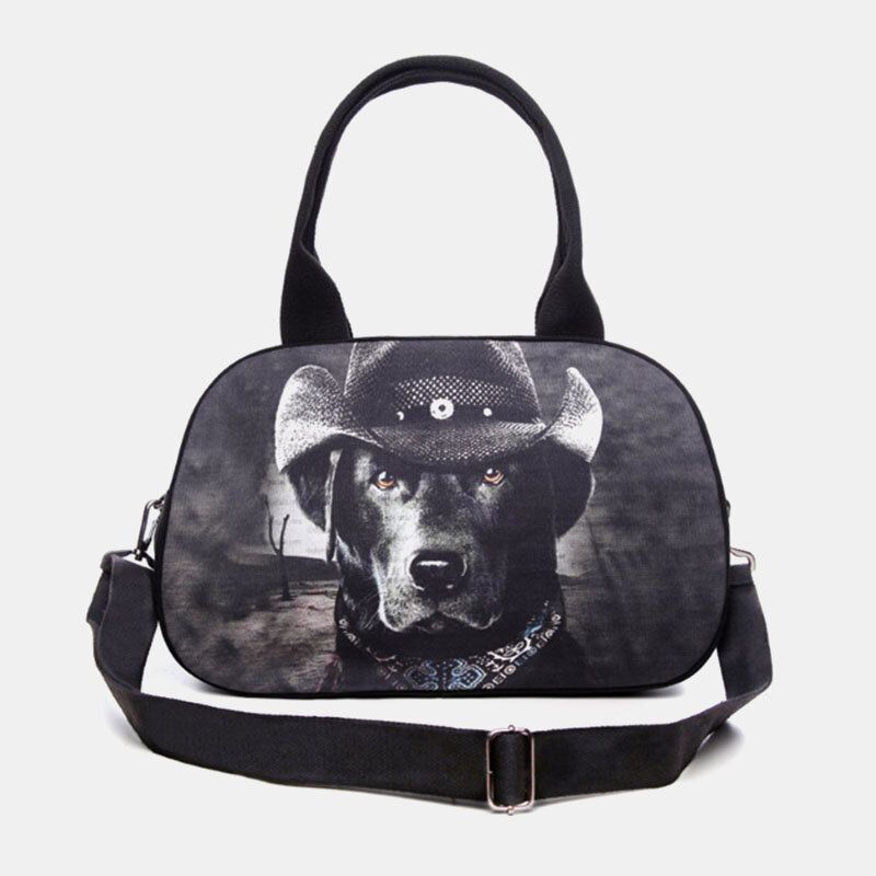 Femmes Toile 3d Tridimensionnel Mignon Chat Imprimé Animal Décontracté Dessin Animé Sac À Main Sac À Bandoulière Sac Cartable