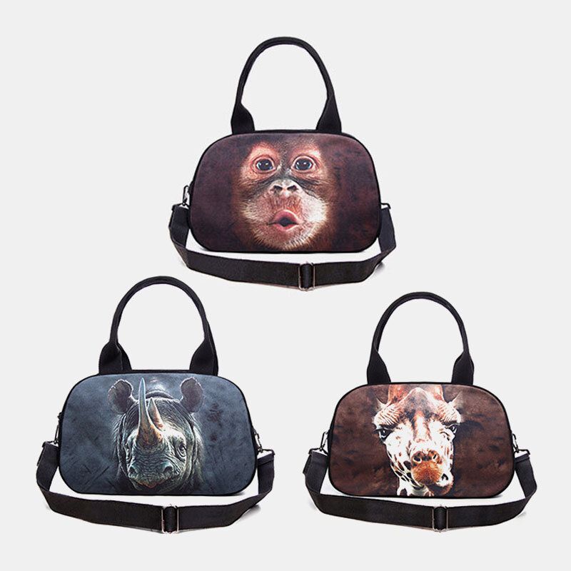 Femmes Toile 3d Tridimensionnel Mignon Chat Imprimé Animal Décontracté Dessin Animé Sac À Main Sac À Bandoulière Sac Cartable